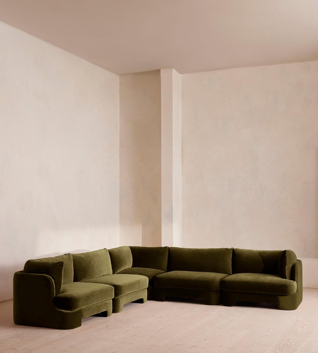 Odell Sectional Sofa - Corner Sofa - Velvet - Olive - US - Images - Image 3