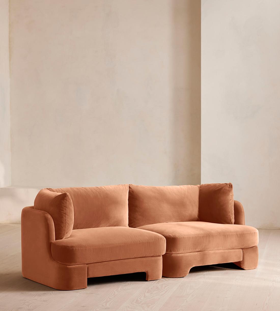 Odell Modular Sofa - Three Seater - Velvet - Antique Rose - Listing - Image 1
