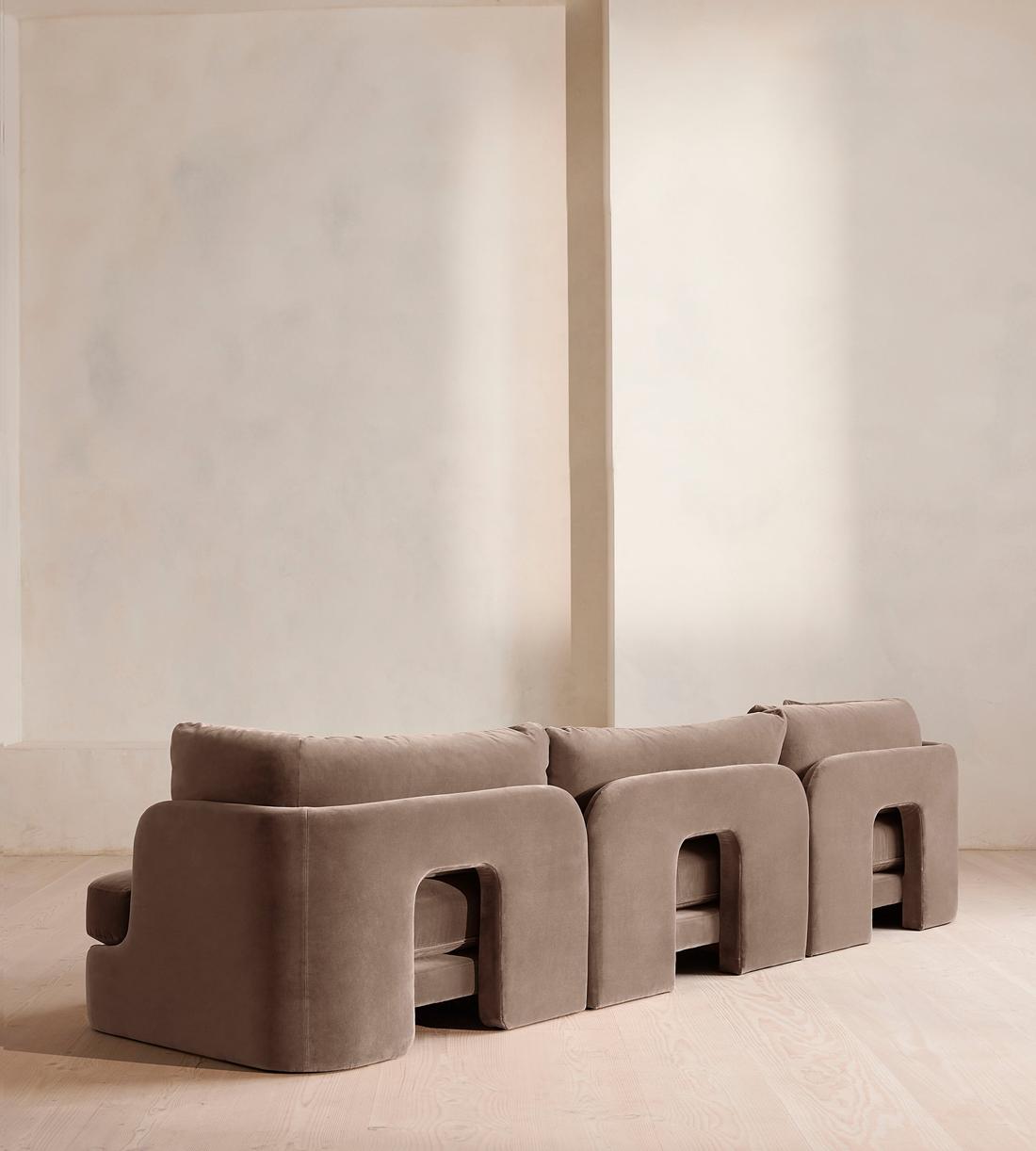 Odell Modular Sofa - Four Seater - Velvet - Taupe - Images - Image 3
