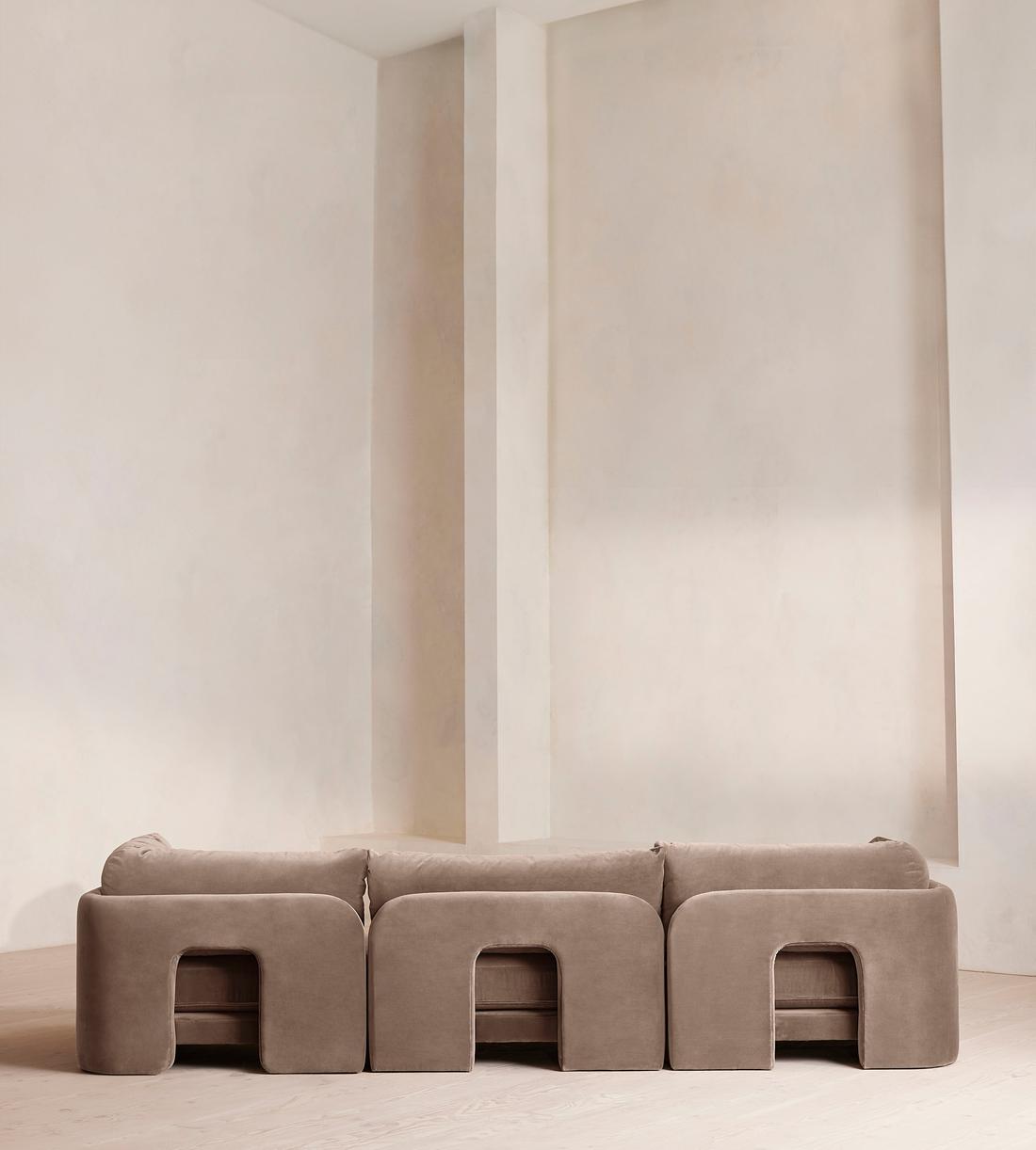 Odell Modular Sofa - Four Seater - Velvet - Taupe - Images - Image 4