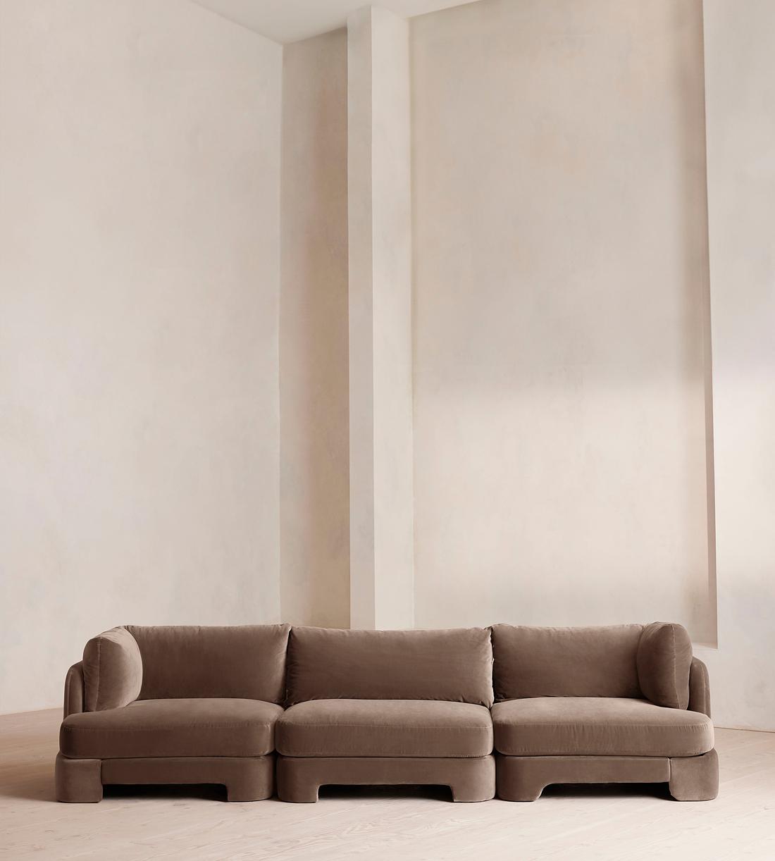 Odell Modular Sofa - Four Seater - Velvet - Taupe - Listing - Image 2