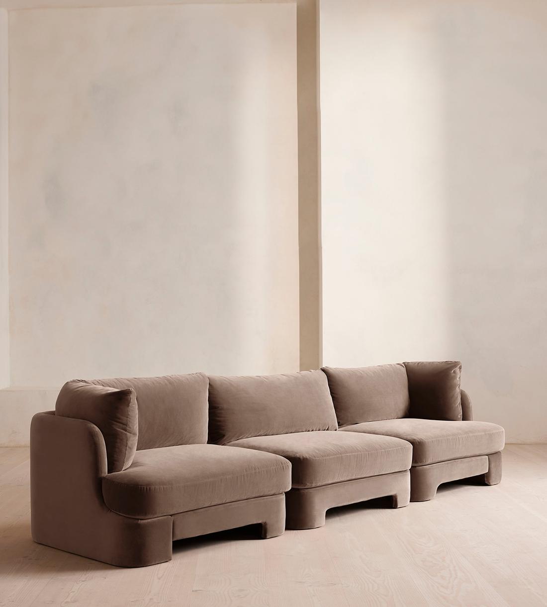 Odell Modular Sofa - Four Seater - Velvet - Taupe - Listing - Image 1