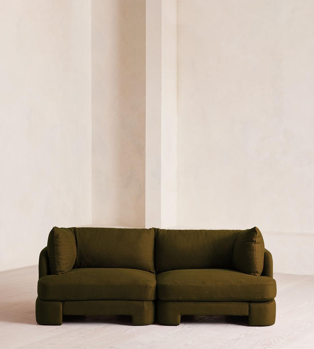 Odell Sectional Sofa - Three Seater - Linen - Olive - US - Listing - Image 1