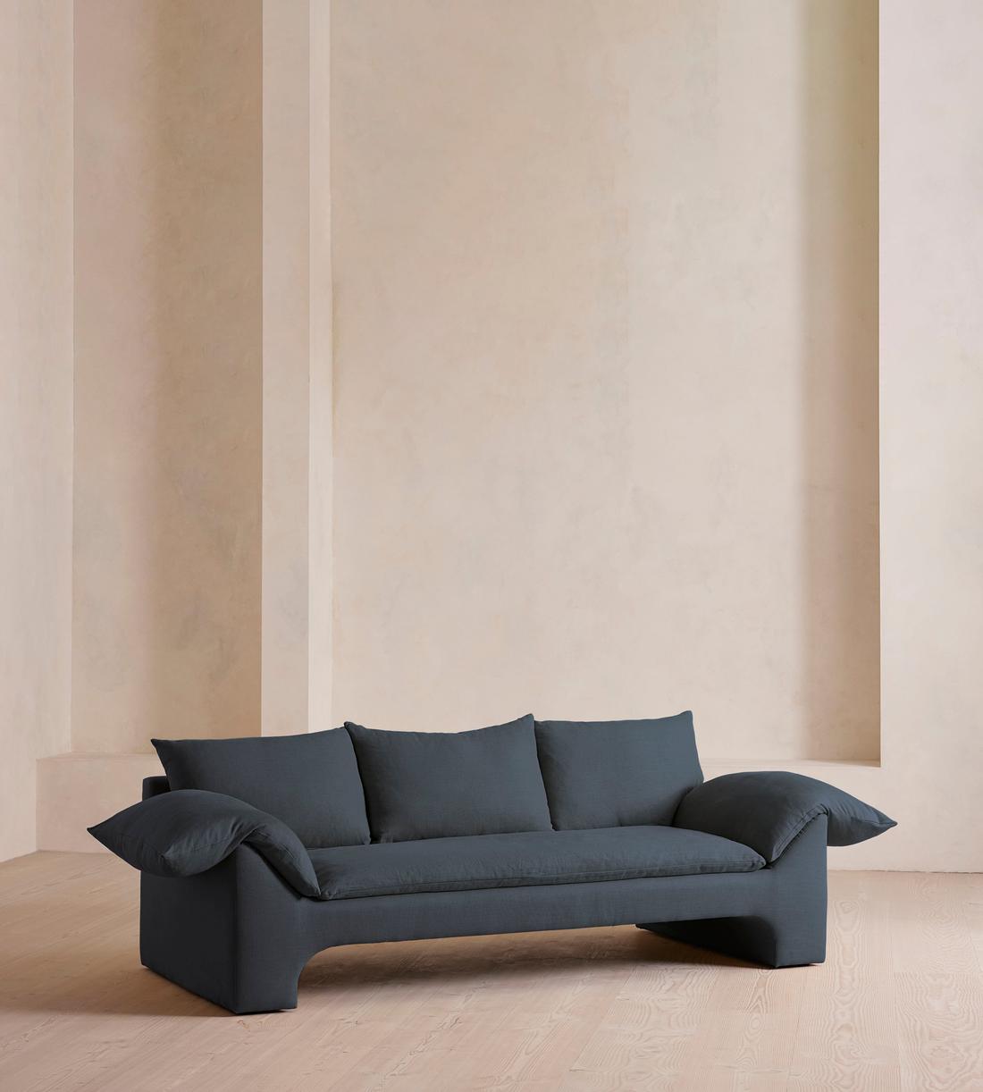 Wyatt Three Seater Sofa - Linen - Prussian Blue - US - Listing - Image 1
