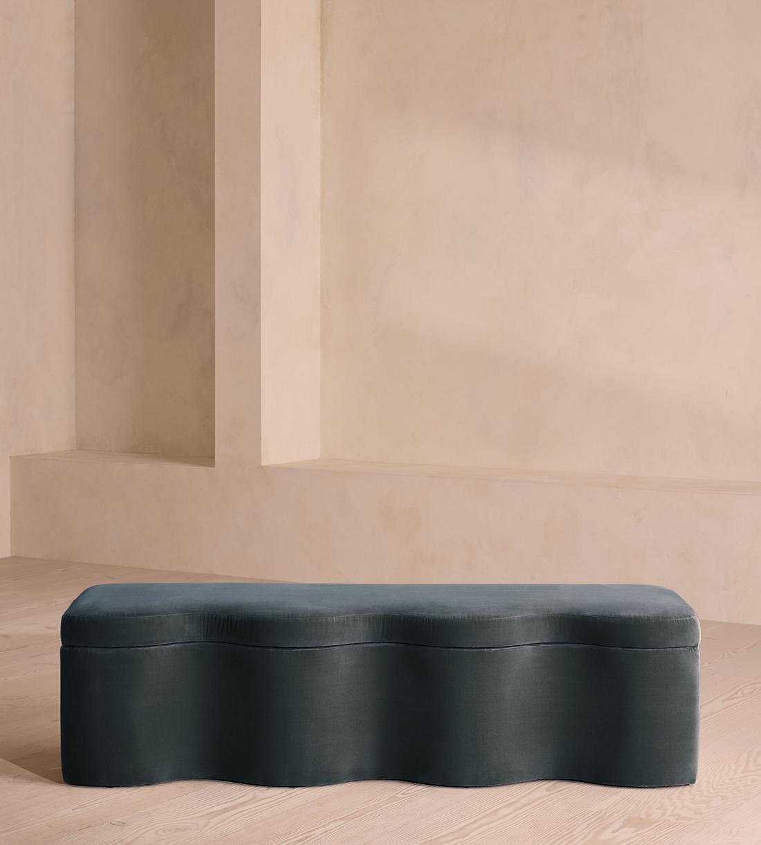 Eli Storage Bench - Grey Blue Velvet - US - Listing - Image 2