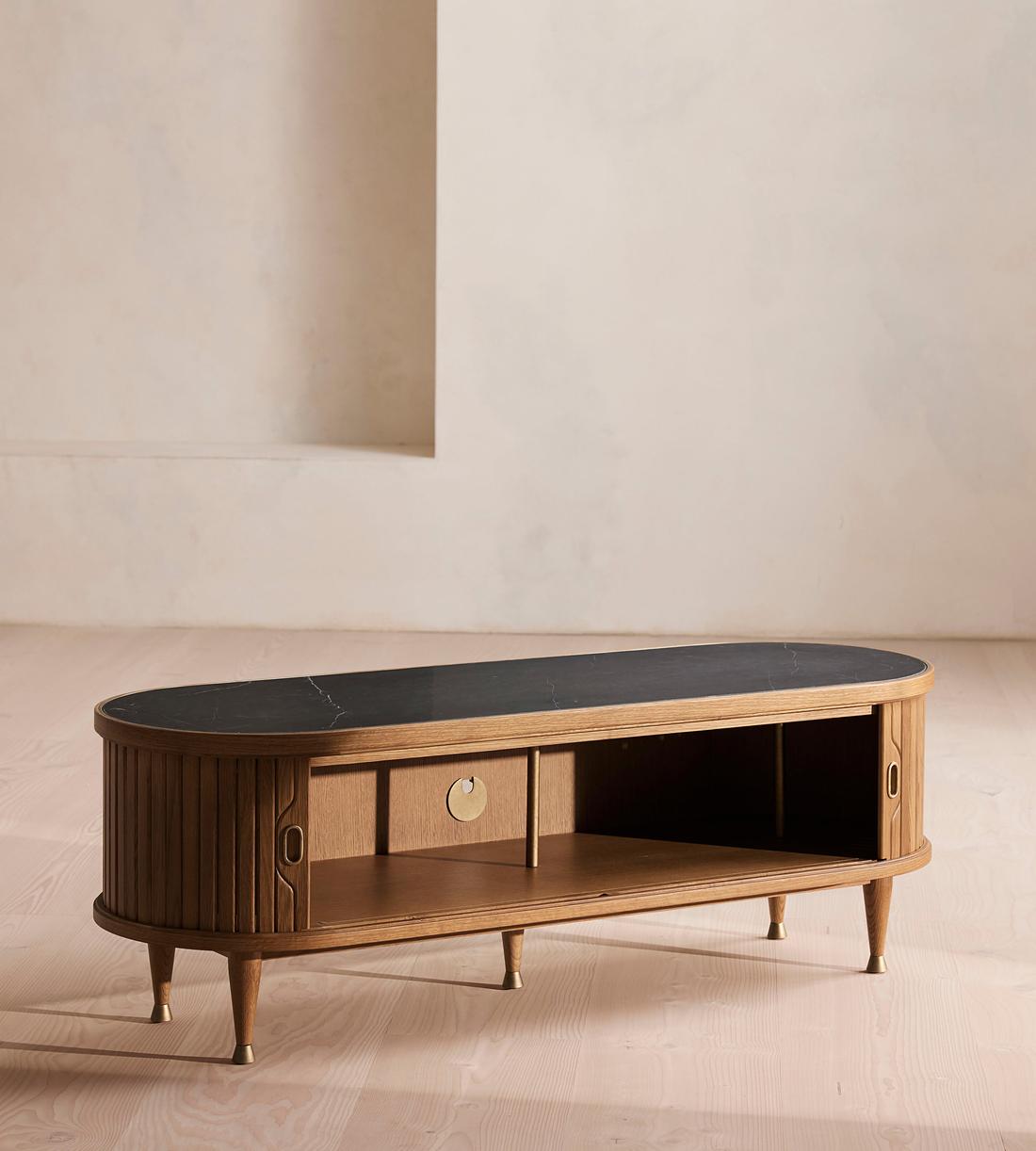 Nora Tambour Media Unit - Black Marquina Marble - Images - Image 6