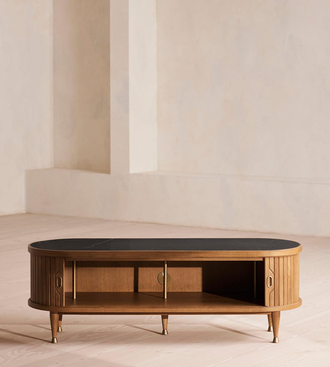 Nora Tambour Media Unit - Black Marquina Marble - Images - Image 11