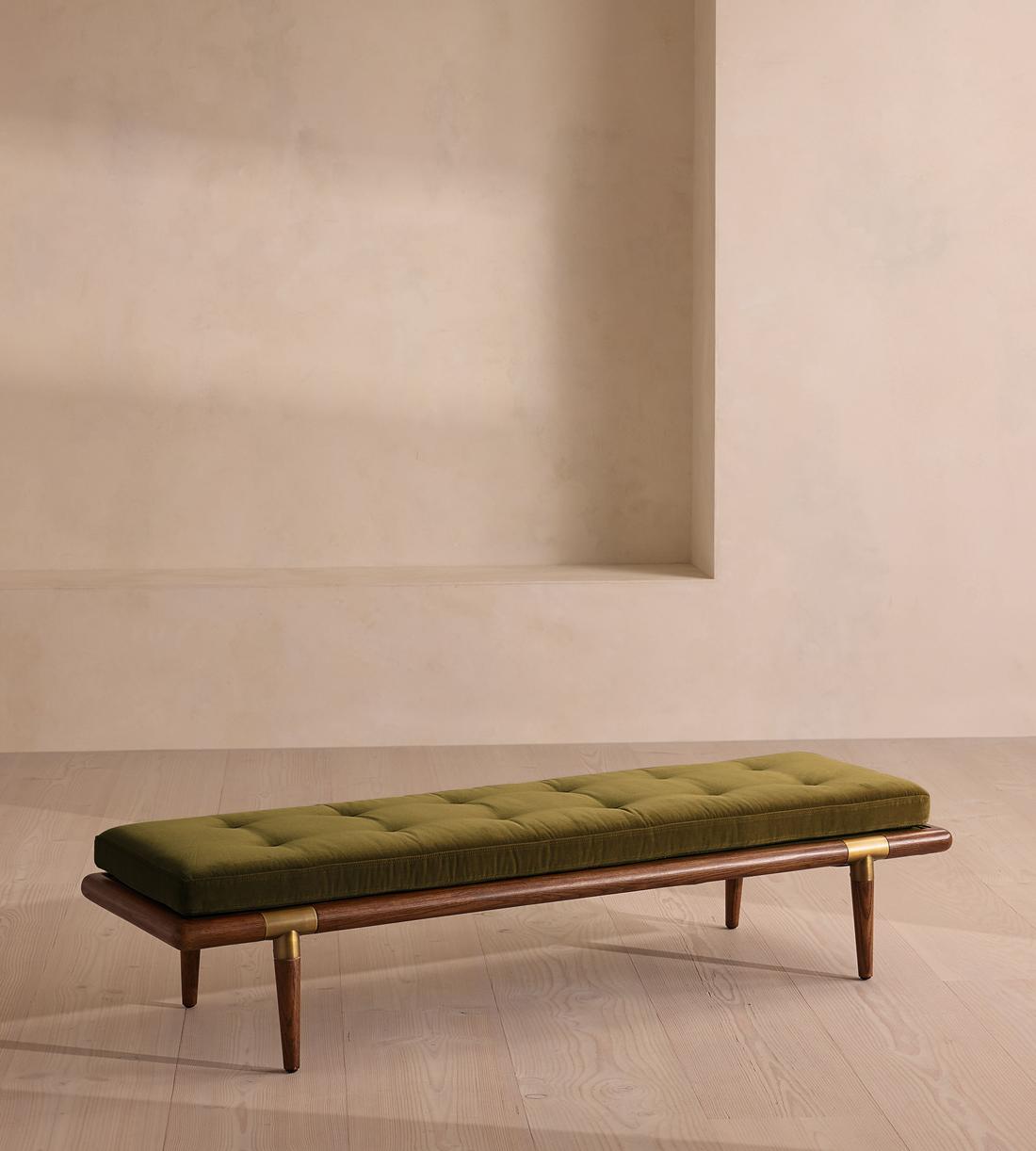 Theodore Bench - Olive Velvet - US - Listing - Image 1