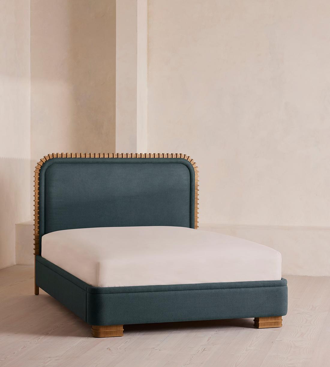 Angus Bed - King - Linen - Prussian Blue - Listing - Image 1