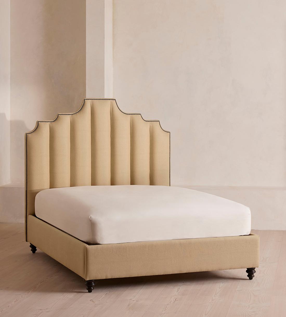 Gerrard Bed - Double - Linen - Wheat - Listing - Image 1