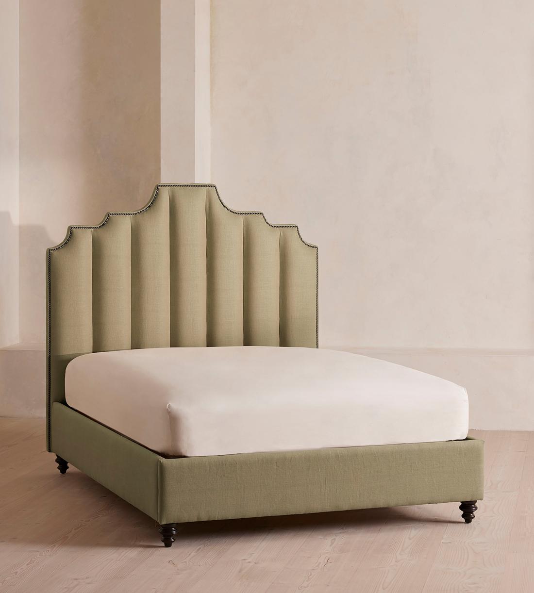 Gerrard Bed - Double - Linen - Sage - Listing - Image 1