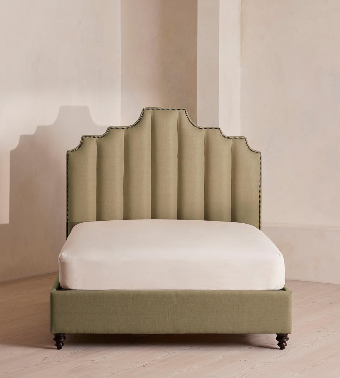 Gerrard Bed - Double - Linen - Sage - Listing - Image 2