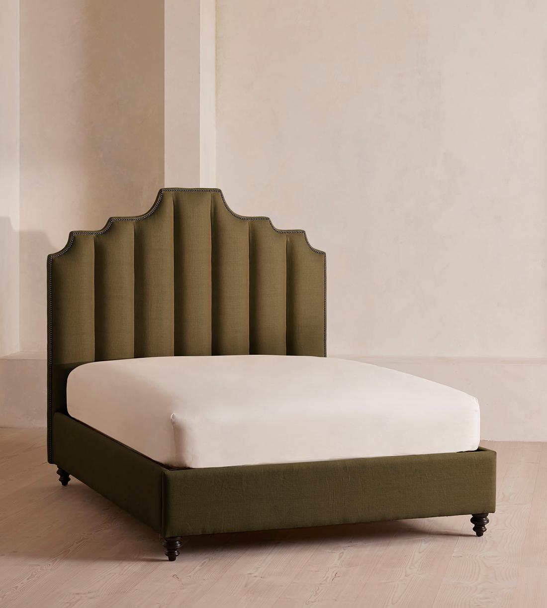 Gerrard Bed - Double - Linen - Olive - Listing - Image 2