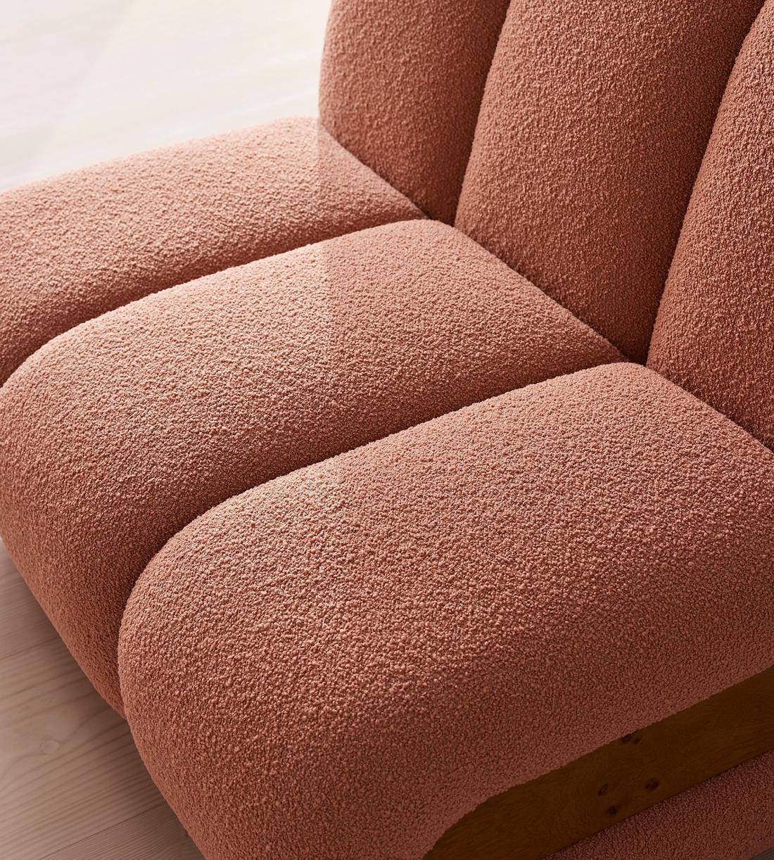 Noelle Sectional Sofa - Curved Module - Textured Wool Boucle - Coral - US - Image 5
