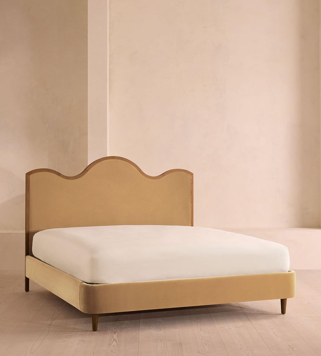 Aubrey Bed - Queen - Velvet - Camel - US - Listing - Image 1