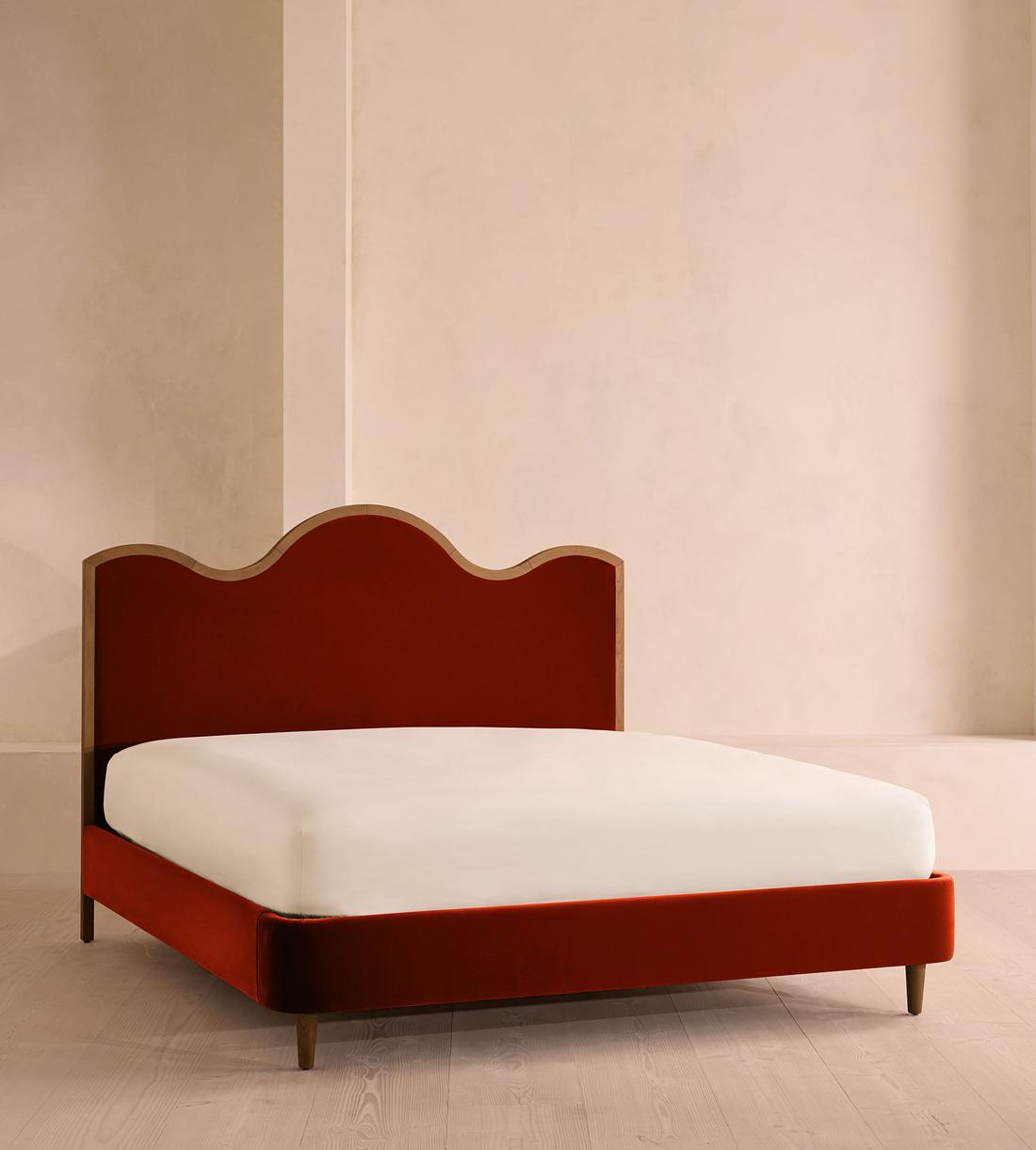 Aubrey Bed - Queen - Velvet - Rust - US - Listing - Image 1