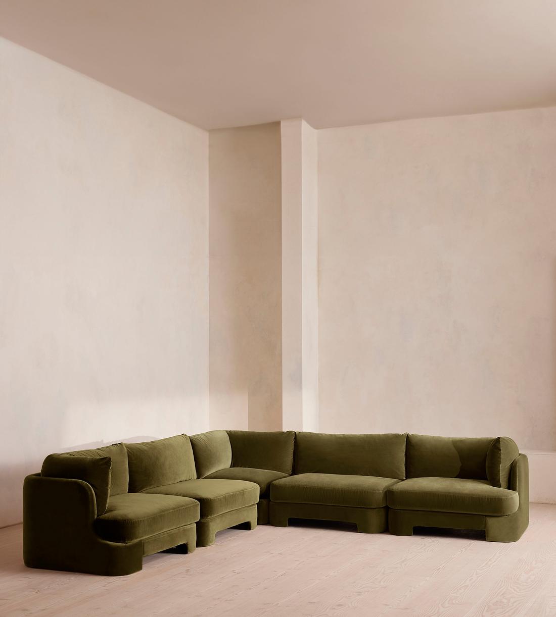 Odell Deeper Sit Sectional Sofa - Corner Sofa - Velvet Olive US - Listing - Image 1