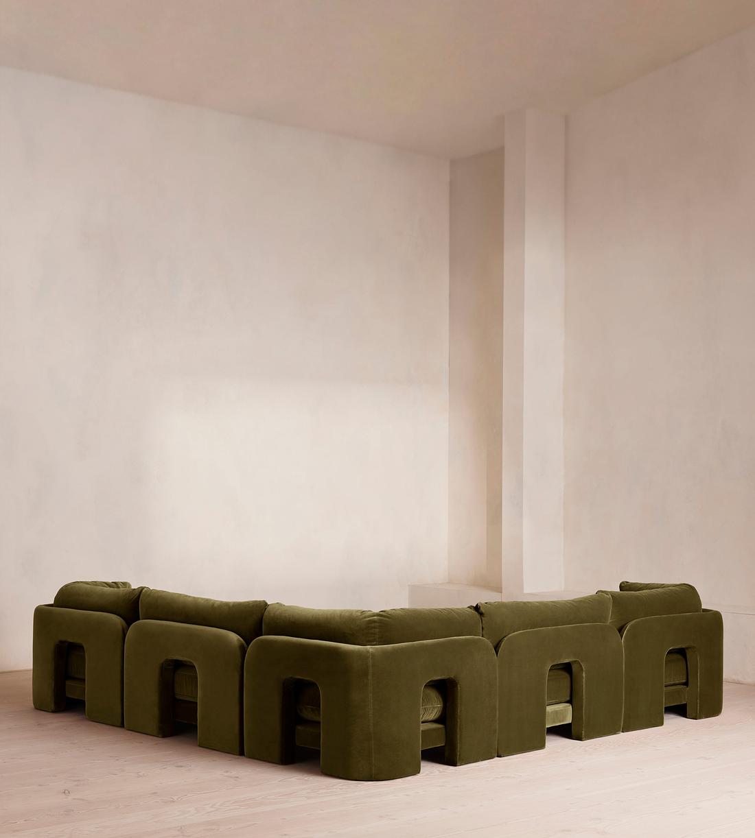 Odell Deeper Sit Sectional Sofa - Corner Sofa - Velvet Olive US - Images - Image 4