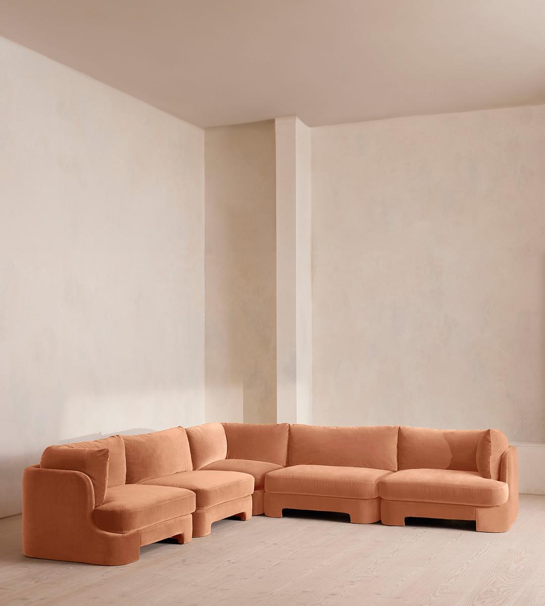 Odell Deeper Sit Sectional Sofa - Corner Sofa - Velvet Antique Rose US - Listing - Image 1