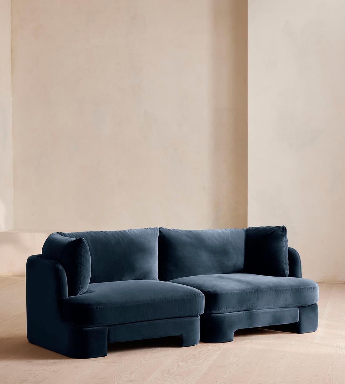 Odell Deeper Sit Sectional Sofa - Three Seater - Velvet Royal Blue US - Listing - Image 1