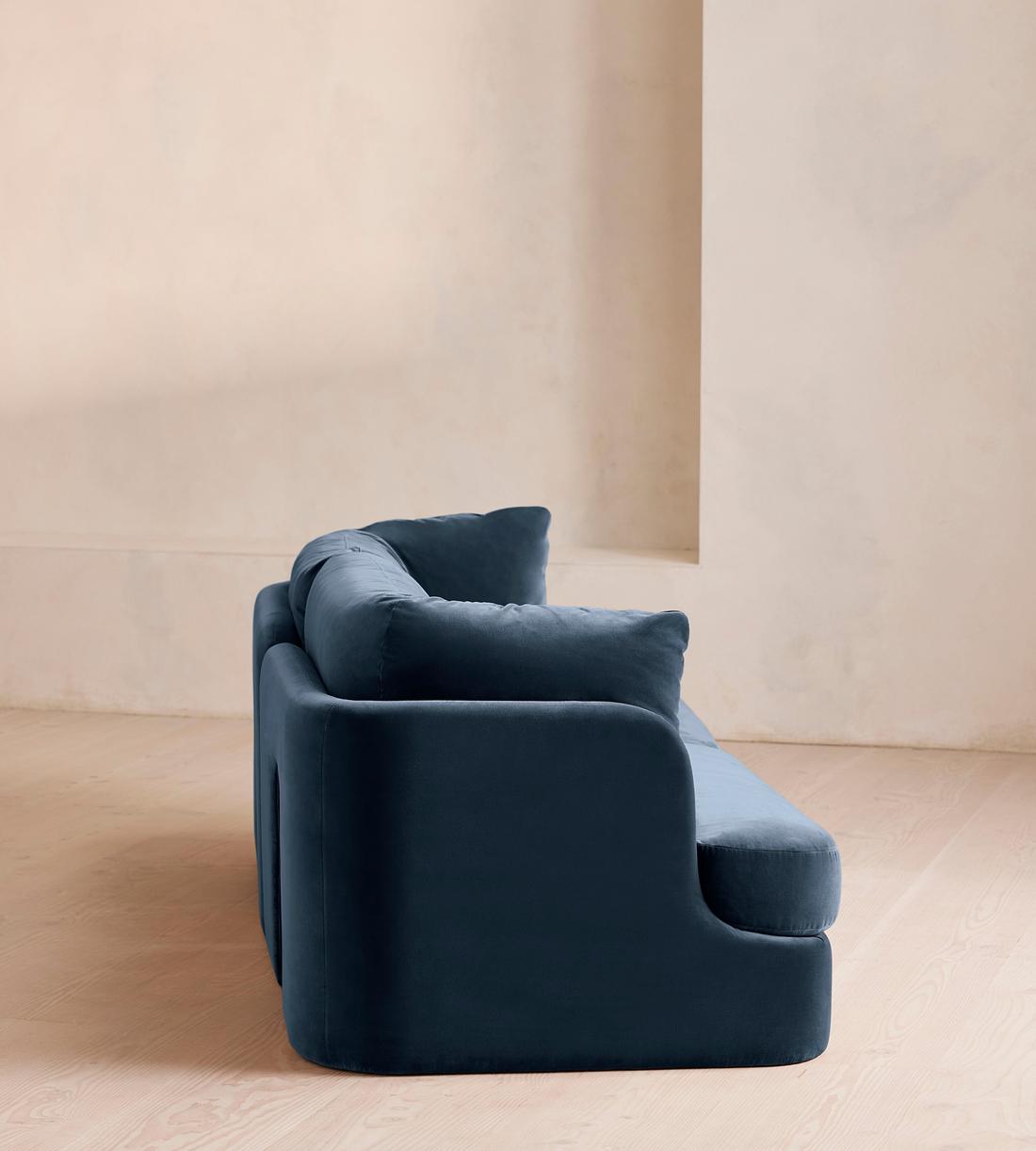 Odell Deeper Sit Sectional Sofa - Three Seater - Velvet Royal Blue US - Images - Image 3