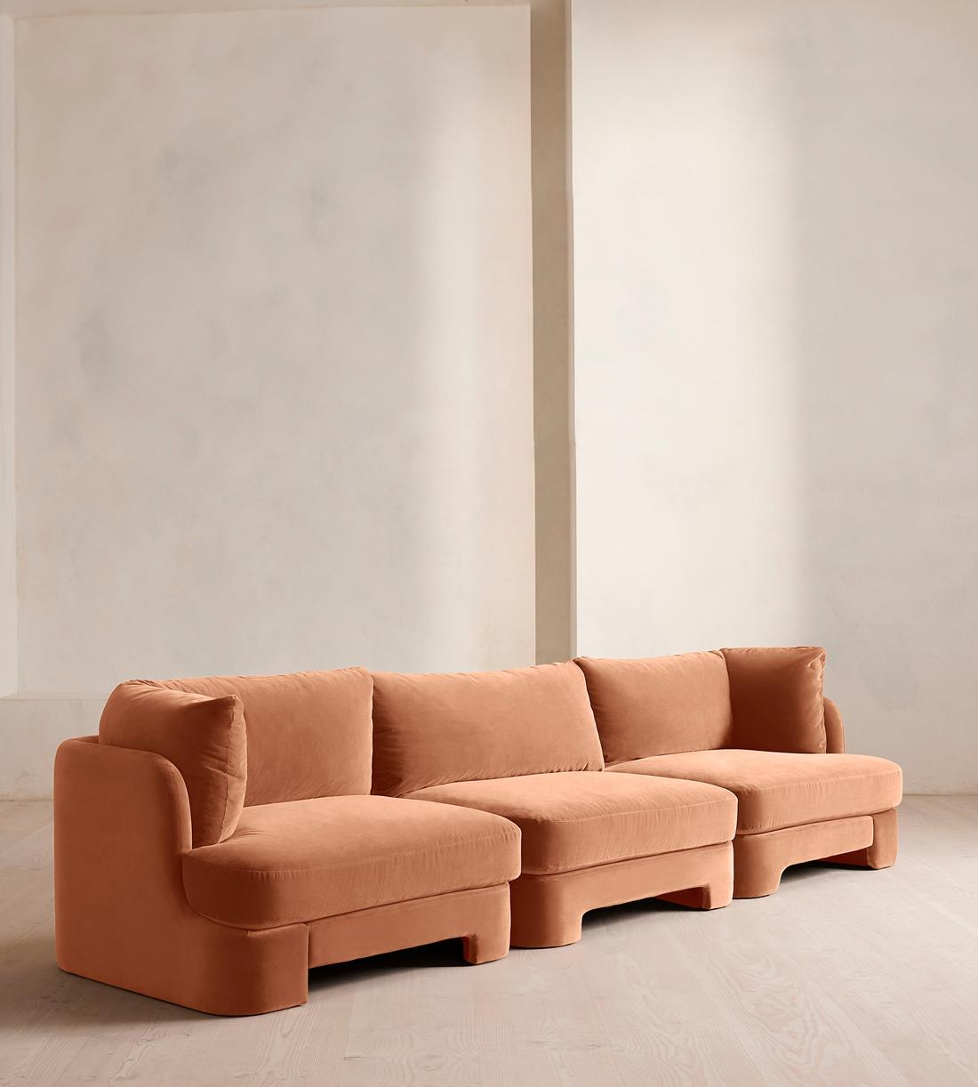 Odell Deeper Sit Sectional Sofa - Four Seater - Velvet Antique Rose US - Listing - Image 1