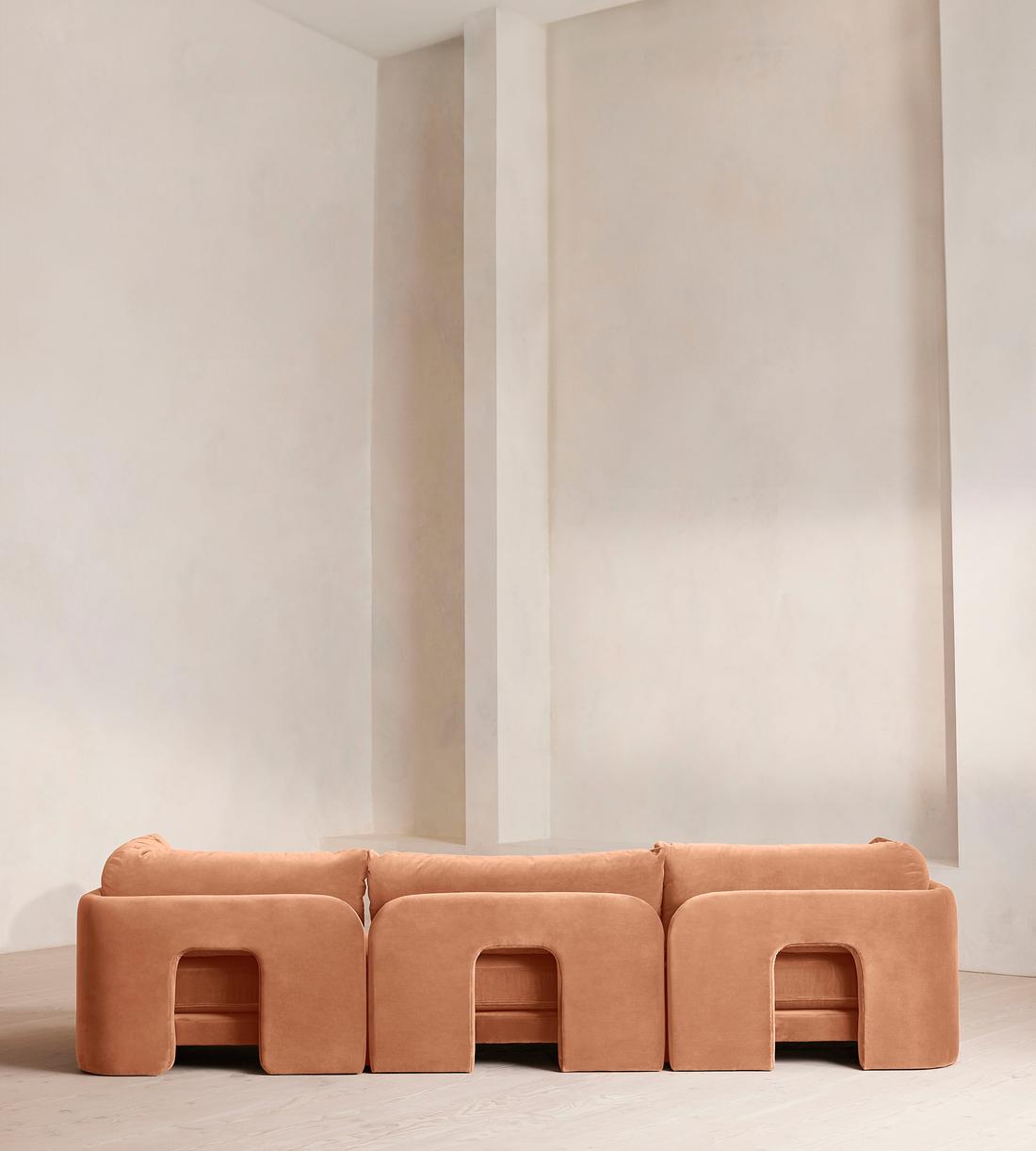 Odell Deeper Sit Sectional Sofa - Four Seater - Velvet Antique Rose US - Images - Image 3