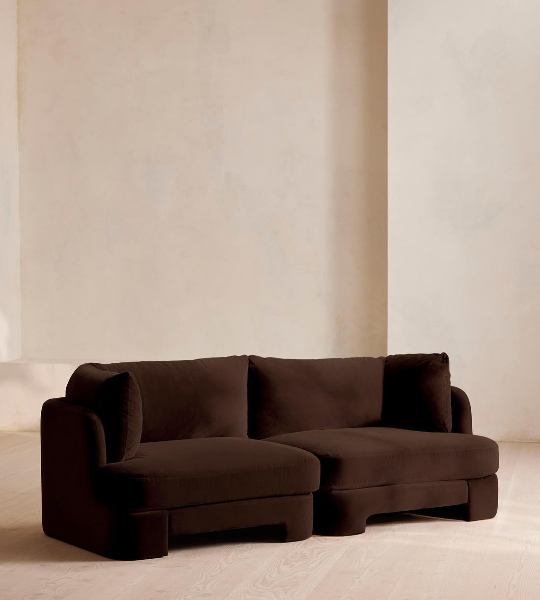 Odell Deeper Sit Sectional Sofa - Three Seater - Velvet - Chocolate US - Listing - Image 1