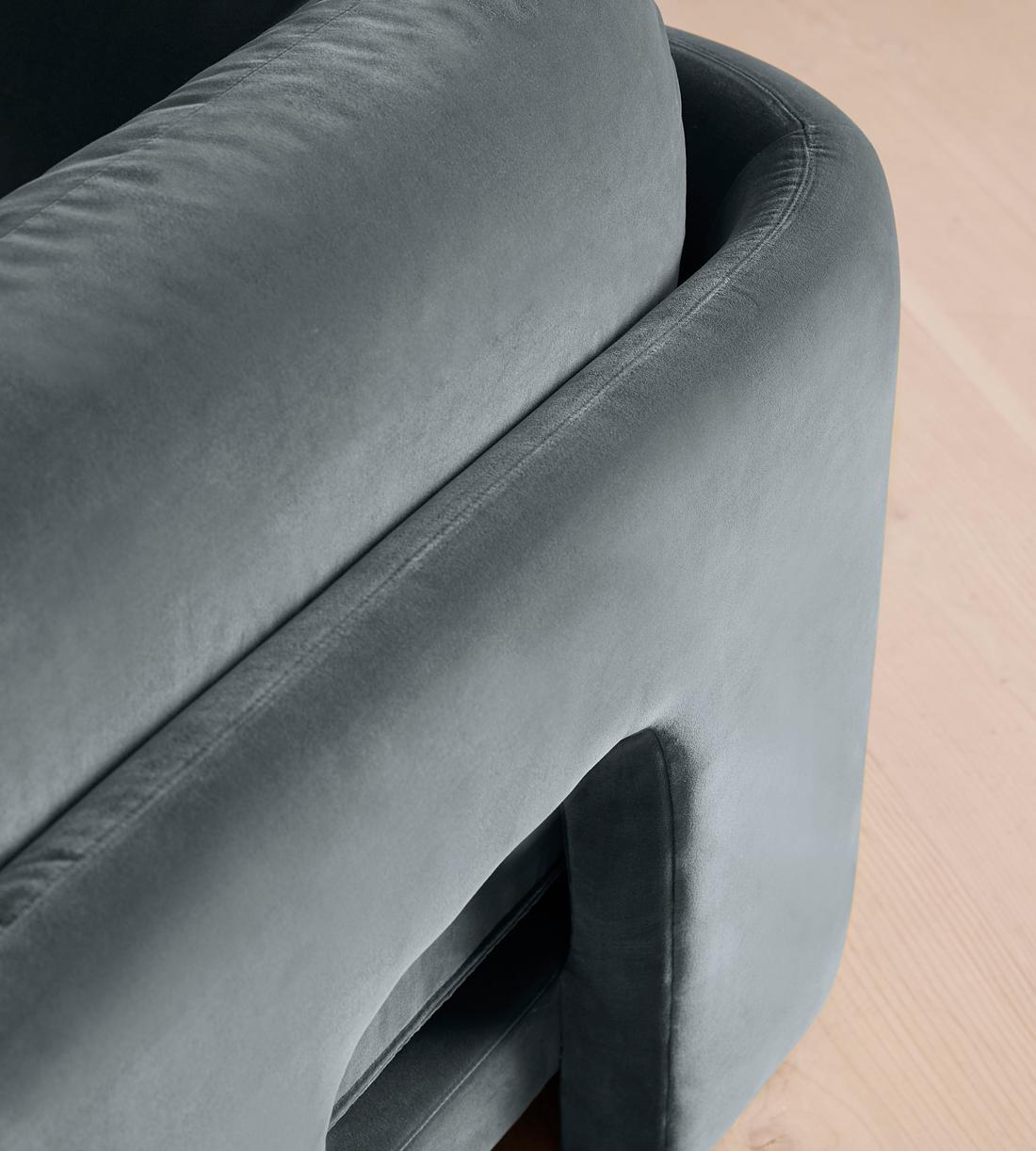 Odell Deeper Sit Sectional Sofa - Three Seater - Velvet Grey Blue US - Images - Image 5