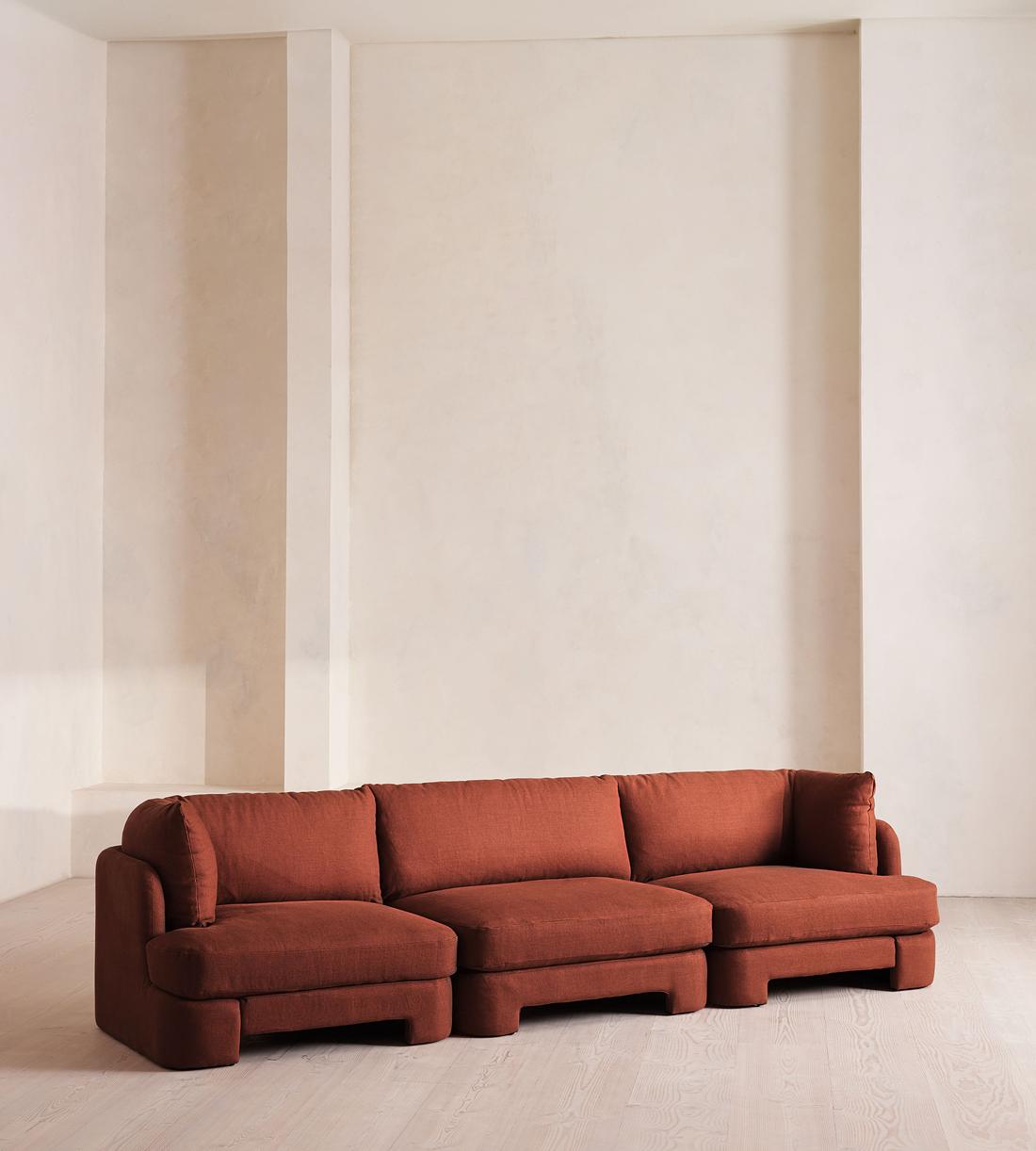 Odell Deeper Sit Sectional Sofa - Four Seater - Linen - Sienna - US - Listing - Image 1