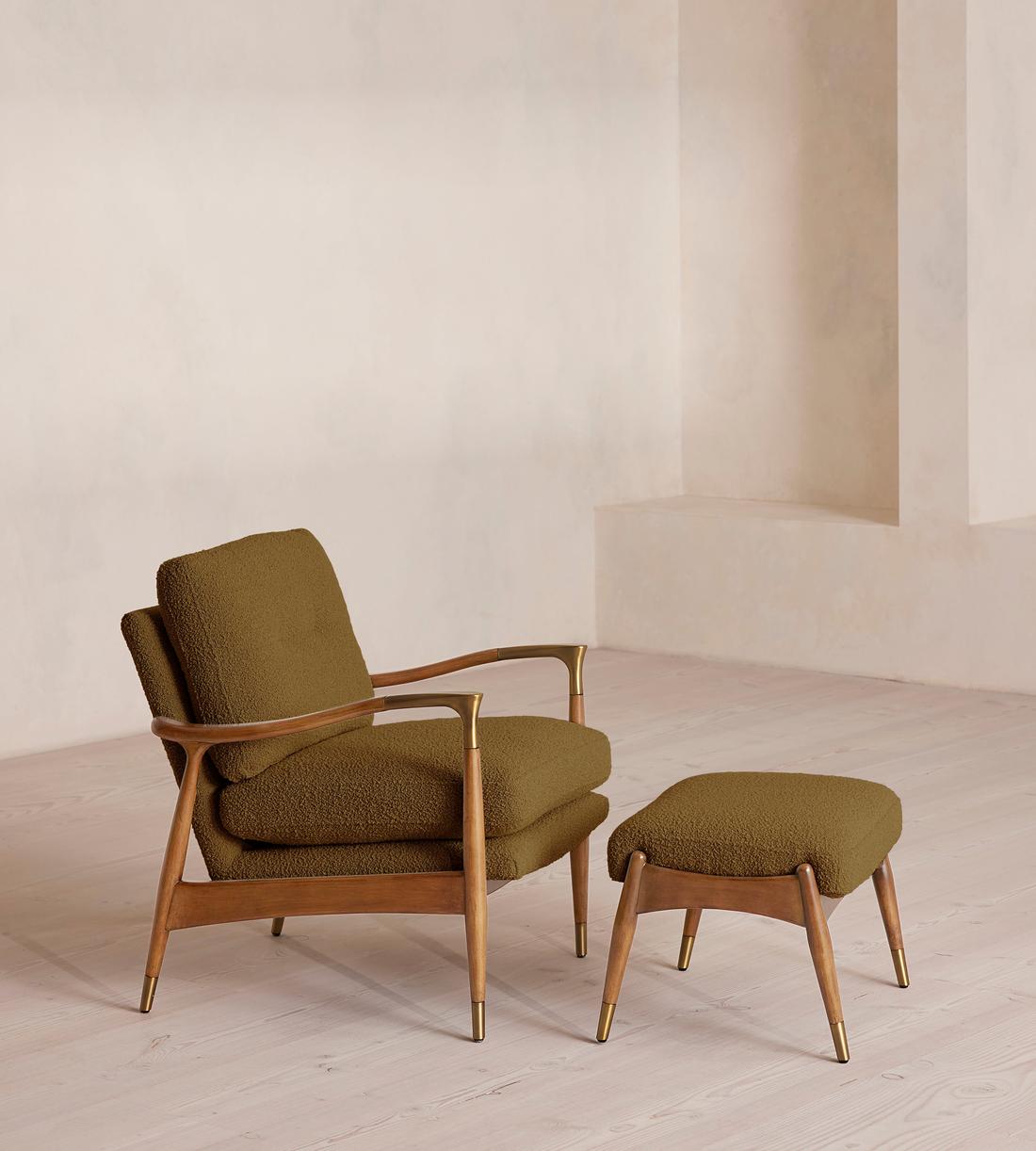 Theodore Oak Armchair - Textured Wool Boucle - Kelp - US - Images - Image 7