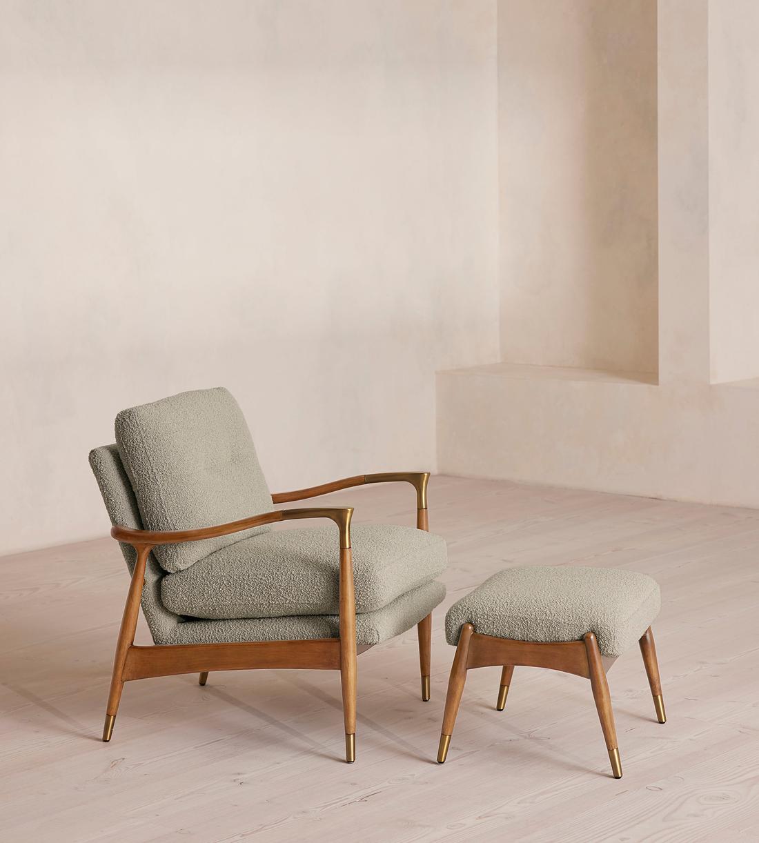 Theodore Oak Armchair - Textured Wool Boucle - Pistachio - Images - Image 7