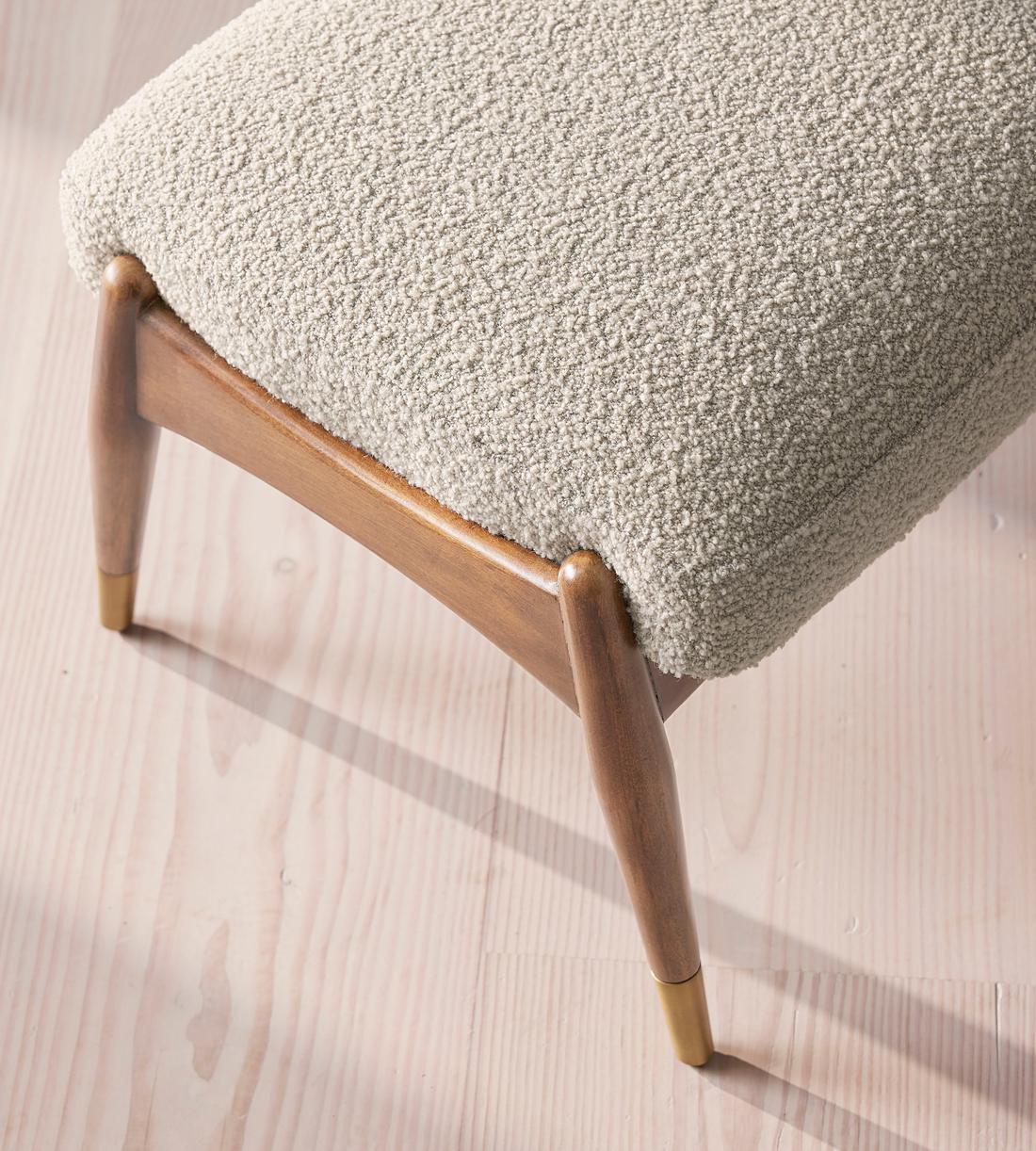 Theodore Oak Footstool - Textured Wool Boucle - Pistachio - Images - Image 5