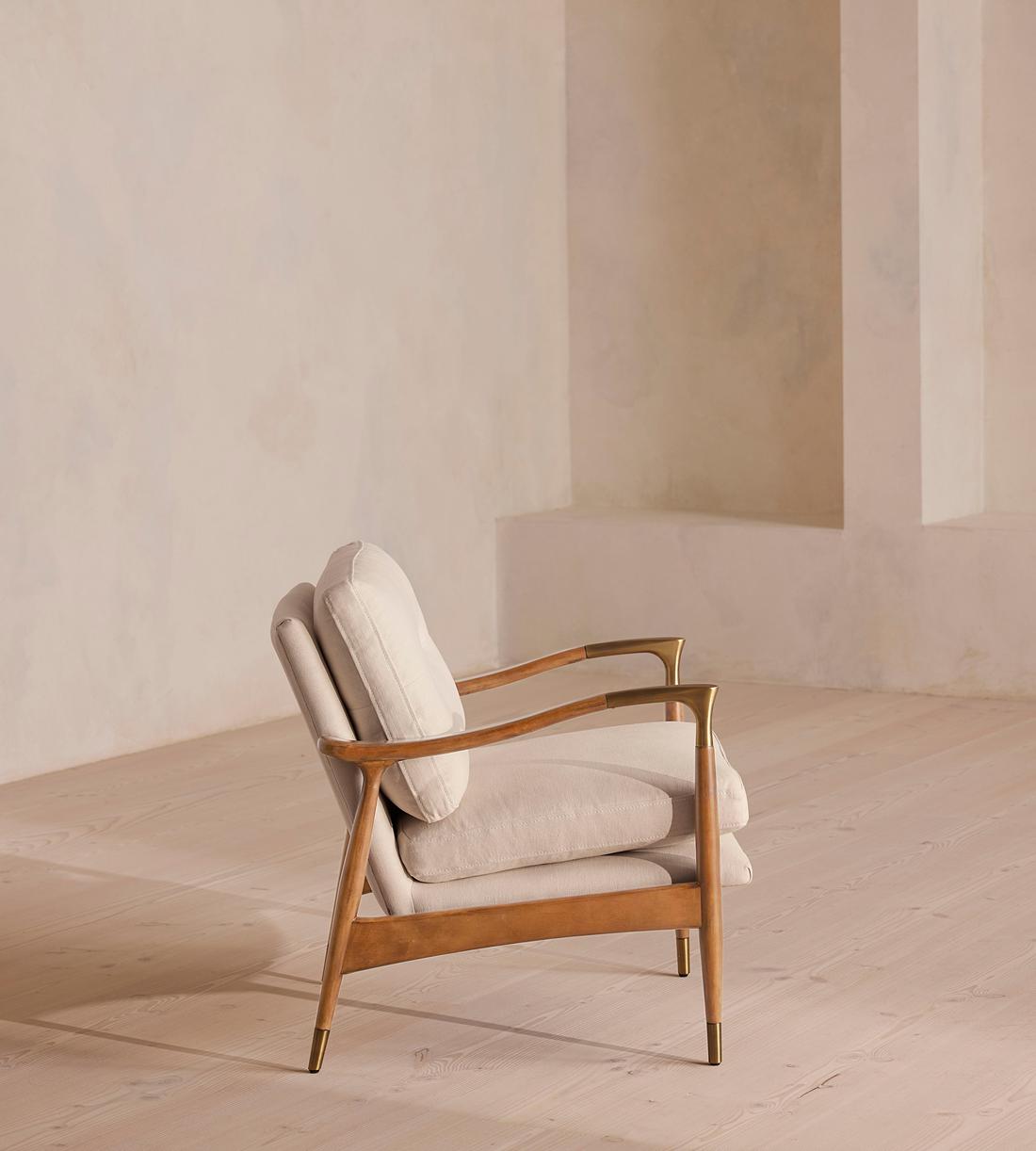 Theodore Oak Armchair - Linen - Bisque - Images - Image 3