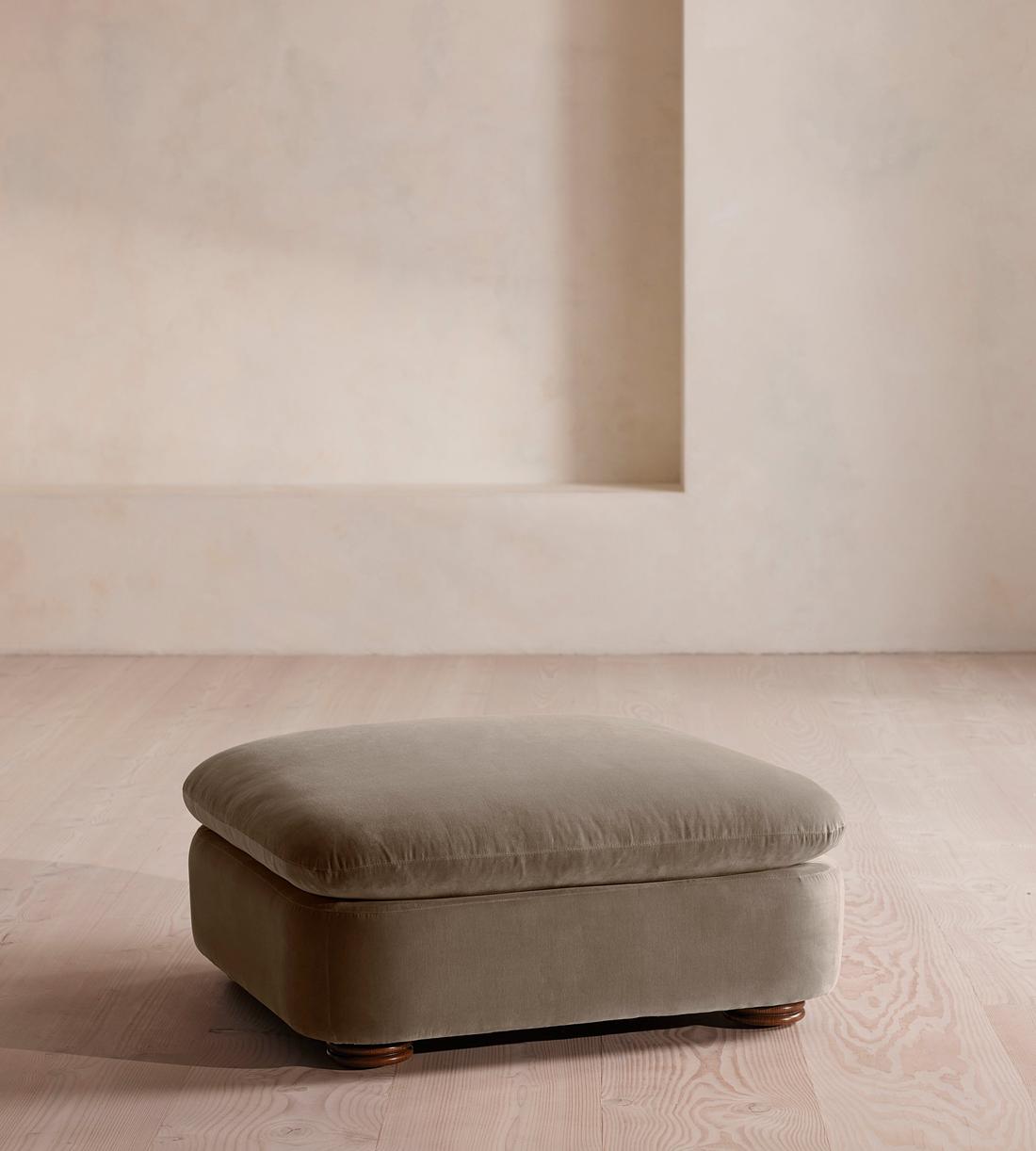 Rava Ottoman - Velvet - Taupe - US - Listing - Image 1