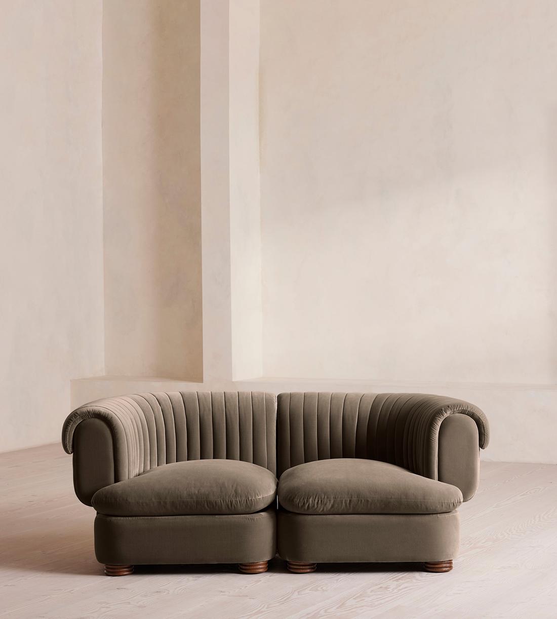 Rava Modular Sofa - Three Seater - Velvet - Taupe - Listing - Image 1