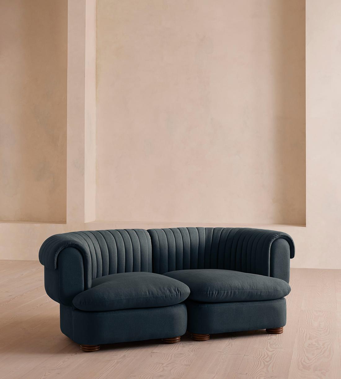 Rava Modular Sofa - Three Seater - Linen - Prussian Blue - Listing - Image 1