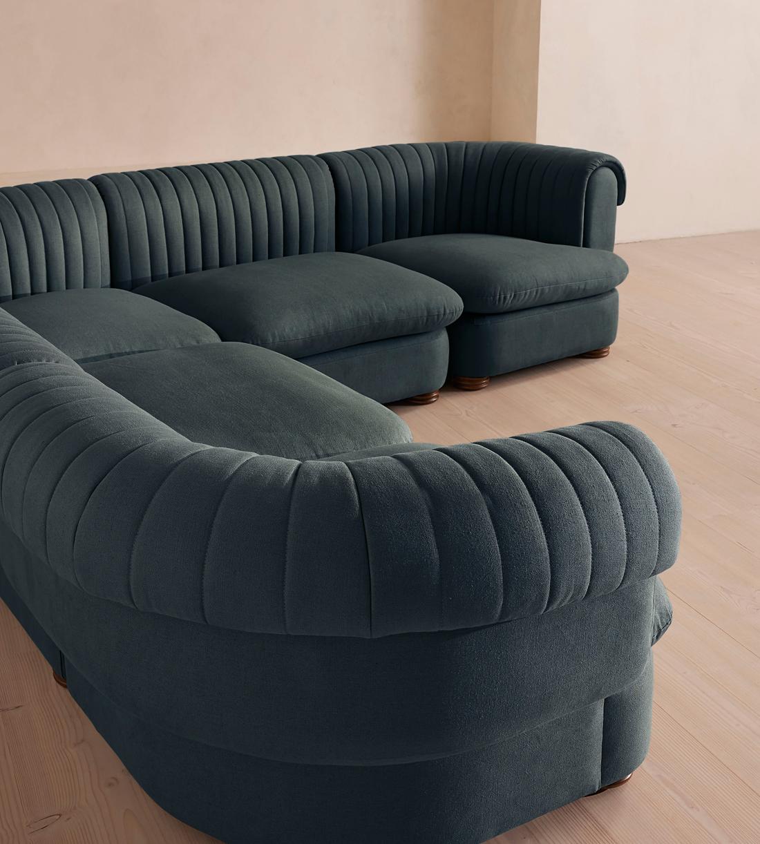 Rava Modular Sofa - Corner Sofa - Linen - Prussian Blue - Images - Image 4