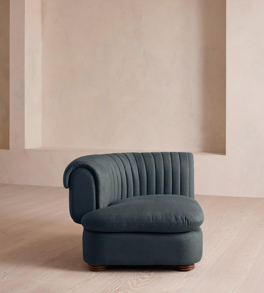 Rava Modular Sofa - Corner Module - Linen - Prussian Blue - Image 1