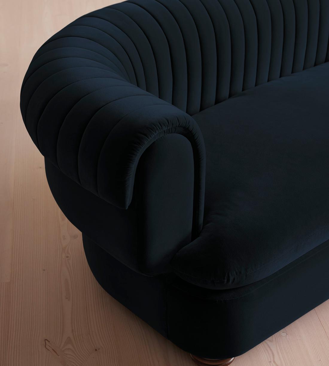 Rava Three Seater Sofa - Velvet - Royal Blue - Images - Image 5