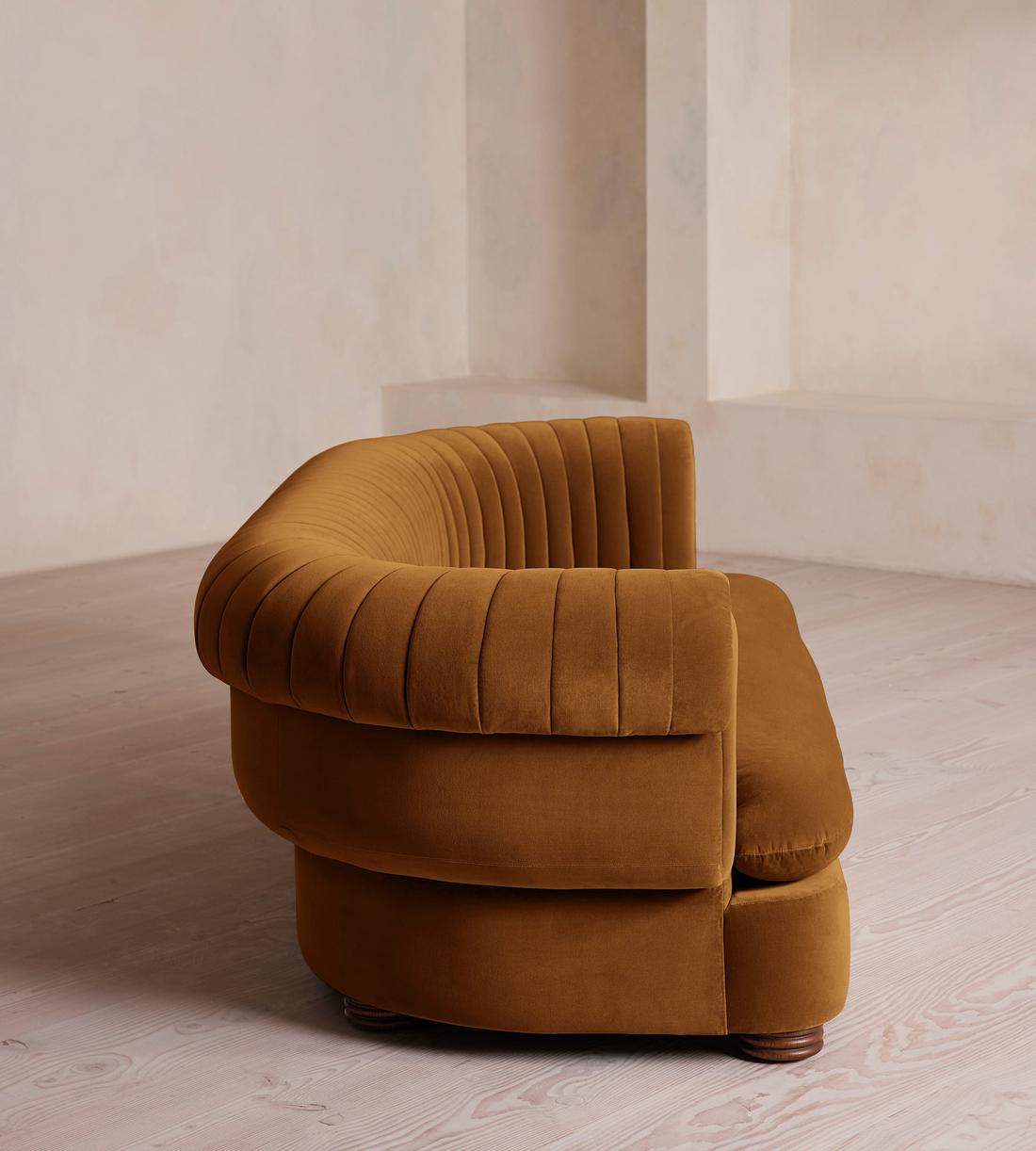 Rava Three Seater Sofa - Velvet - Mustard - Images - Image 3