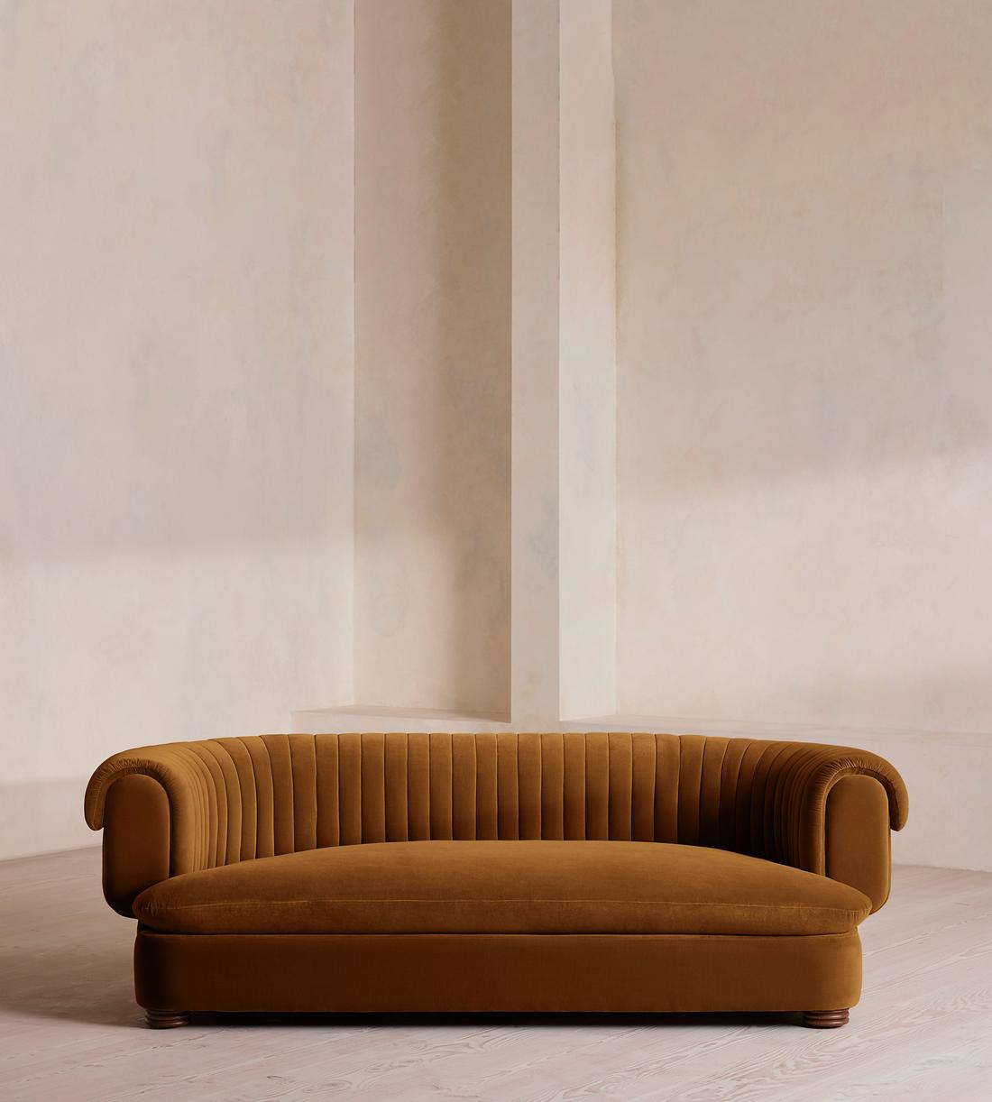 Rava Three Seater Sofa - Velvet - Mustard - Listing - Image 2