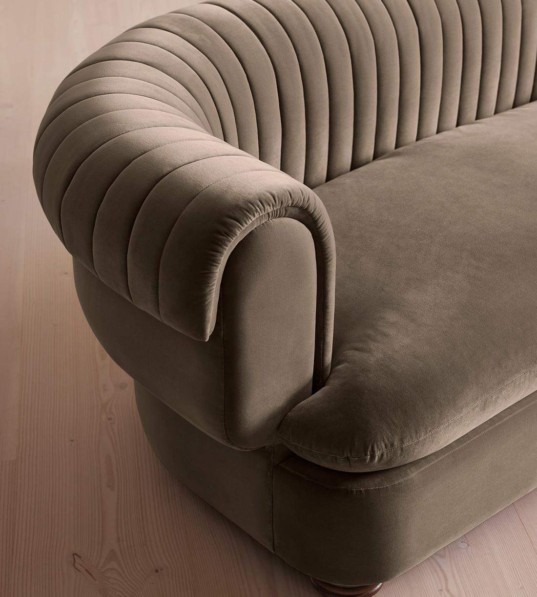 Rava Three Seater Sofa - Velvet - Taupe - Images - Image 5