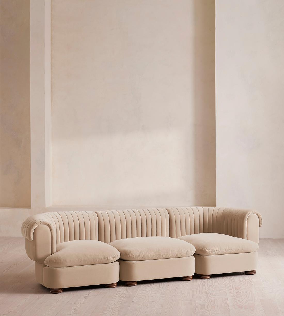 Rava Modular Sofa - Four Seater - Velvet - Porcelain - Listing - Image 1