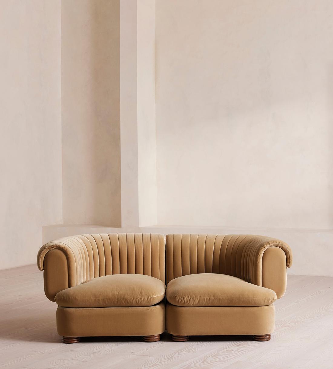 Rava Modular Sofa - Three Seater - Velvet - Camel - Listing - Image 2
