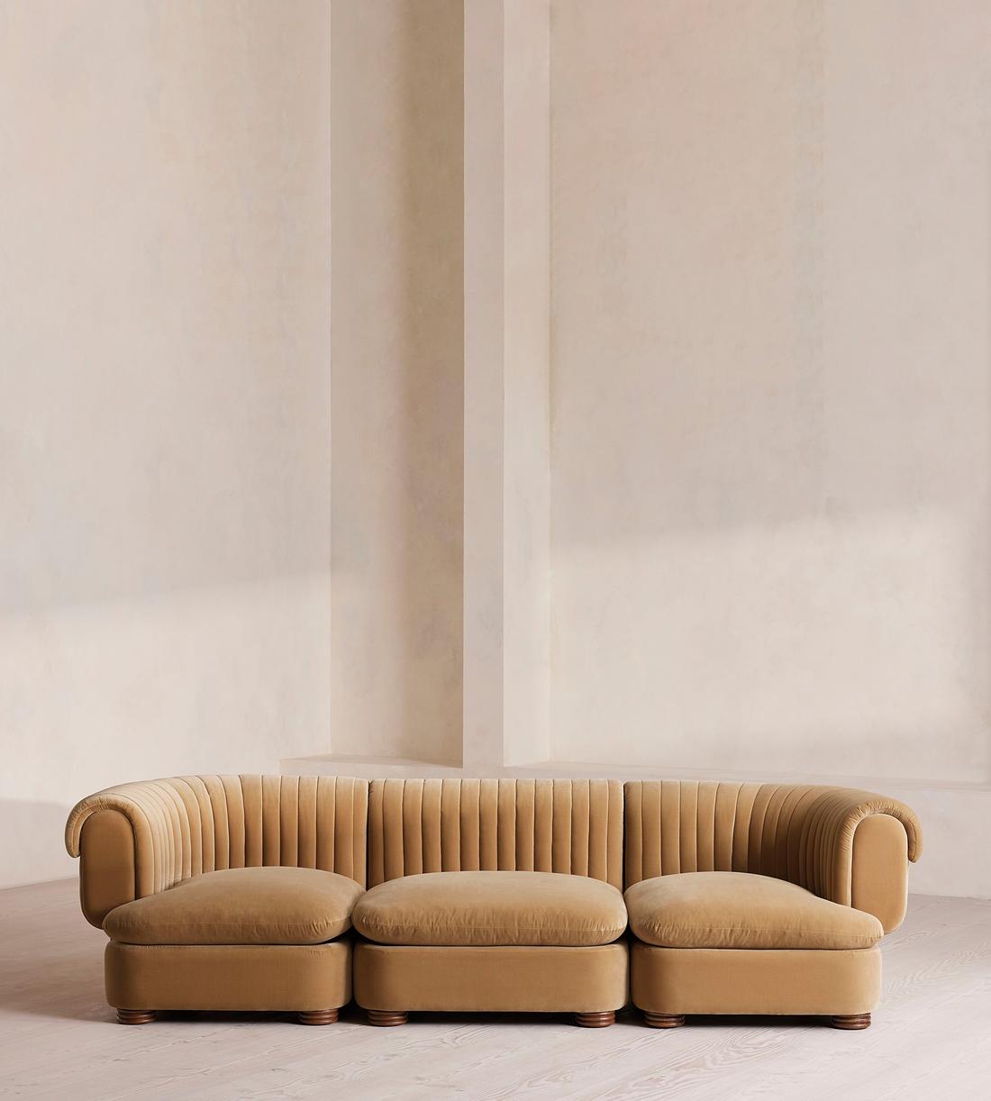 Rava Modular Sofa - Four Seater - Velvet - Camel - Listing - Image 2