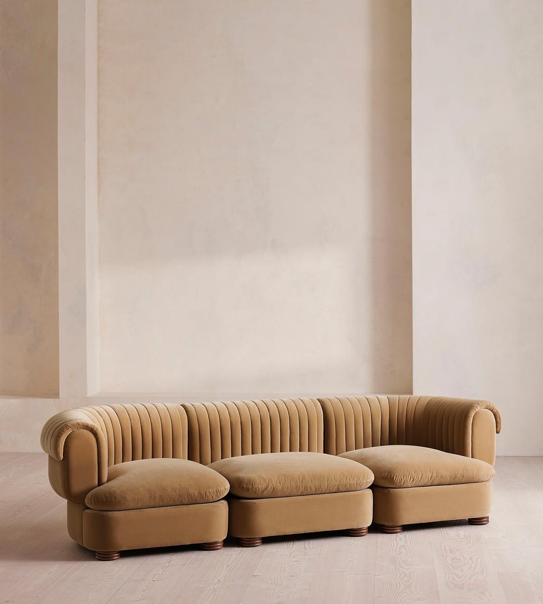 Rava Modular Sofa - Four Seater - Velvet - Camel - Listing - Image 1