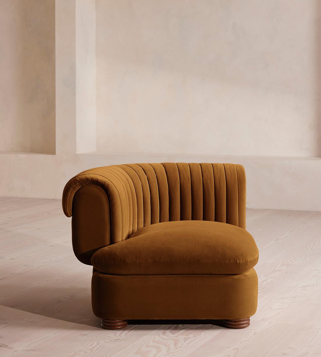 Rava Modular Sofa - Left Arm Module - Velvet - Mustard - Image 1