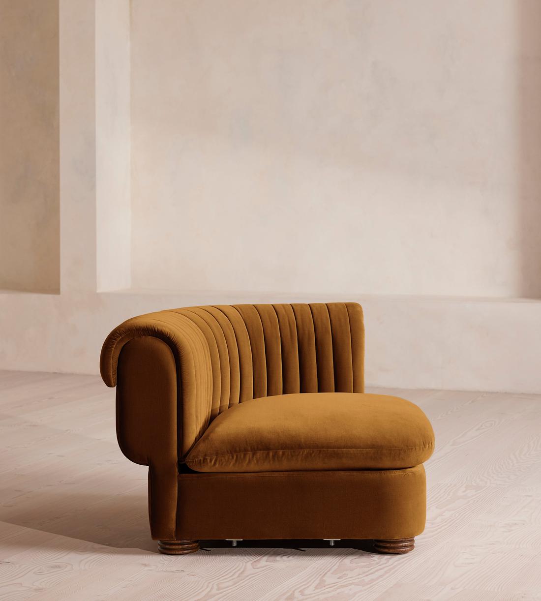 Rava Modular Sofa - Left Arm Module - Velvet - Mustard - Image 7