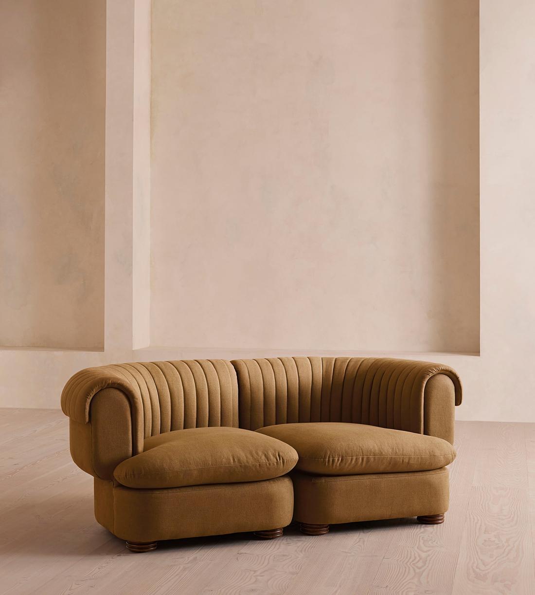 Rava Three Seater Sofa - Linen - Ochre - US - Listing - Image 1